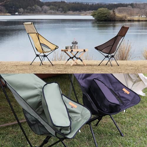S'more(スモア) Alumi High-back Chair アルミ製ハイバックチェア アウトドアチェア ハイバック式 折りたたみ式 キャンプチェア コンパクト ヘッドレスト付き 収納バッグ付き 超軽量