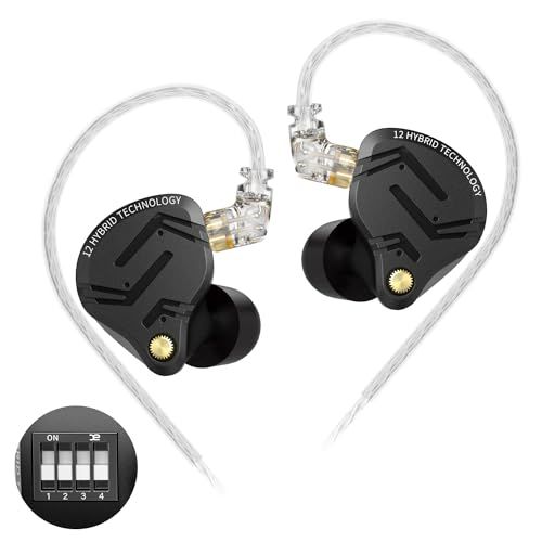 KZ ZS12 Pro X イヤホン KZ ハイエンド5BA+1DDハイブリッドイヤホン 有線 カナル型 イヤモニ 耳掛け 高遮音性 HIFI音質 オールメタル ノイズ減少 HIFI高忠実 インイヤー プロ仕様 低音強化 Wired Earphones 脱着式