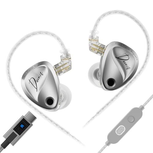 KZA COUSTICS Duonic ハイブリッドドライバーHiFiイヤホン、TriFlux平面磁気＆ダイナミック複合ドライバー、4段階チューニングモード、HDデュアルマイク、着脱式ケーブル、音楽とゲーム用 3.5MM/USB Type-Cインイヤーモニター