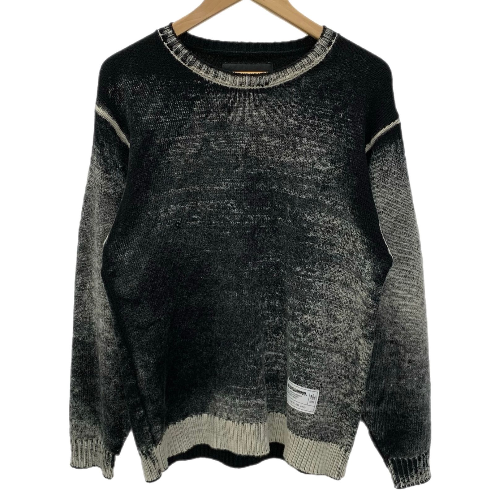 ネイバーフッド NEIGHBORHOOD PIGMENT BLEED CREWNECK SWEATER 26113NH-KNM02 セーター ブラック Sサイズ 201MT-5967
