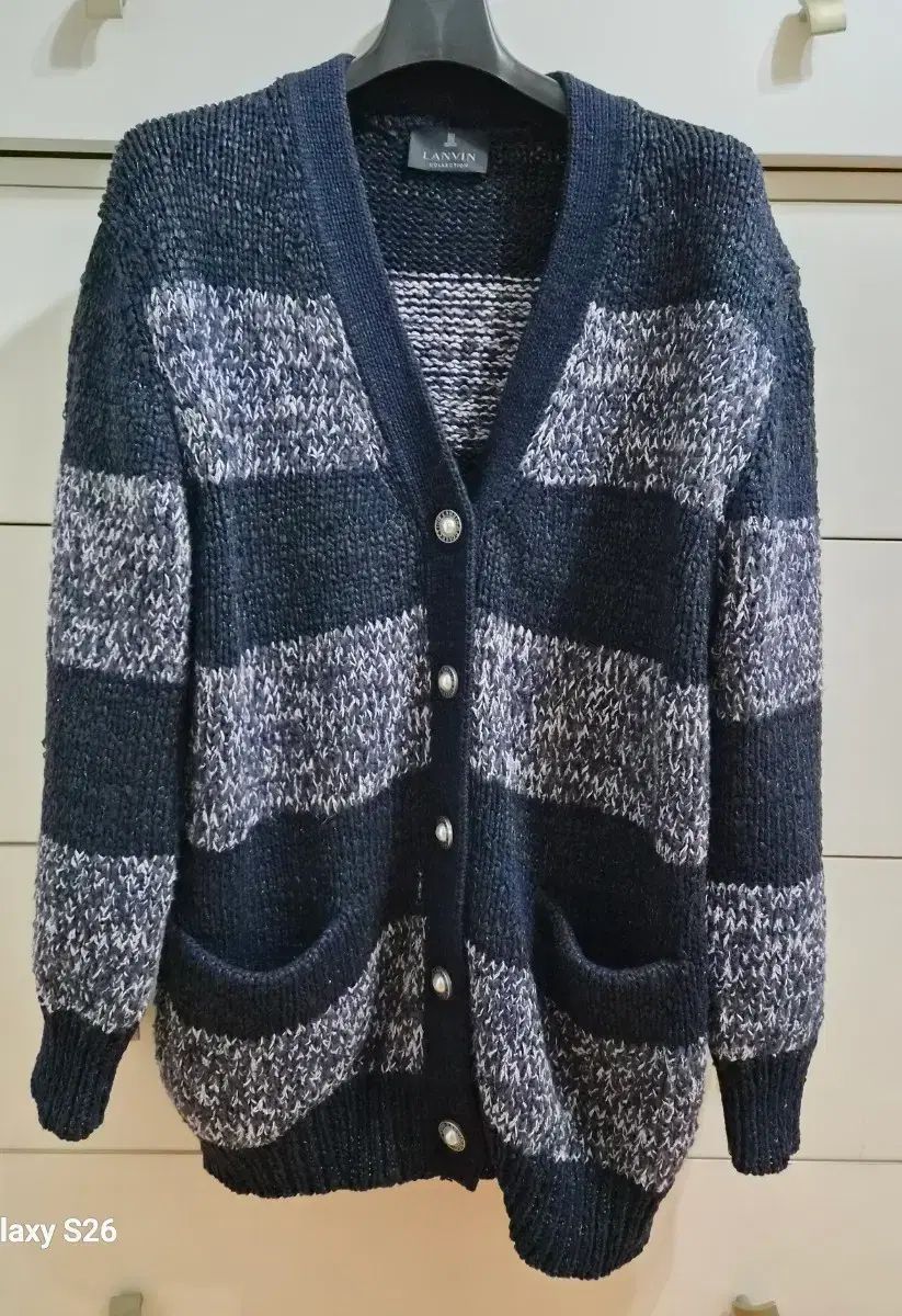 ほぼ新品) LANVIN ランバン ストライプ コットン ブレンド カーディガン