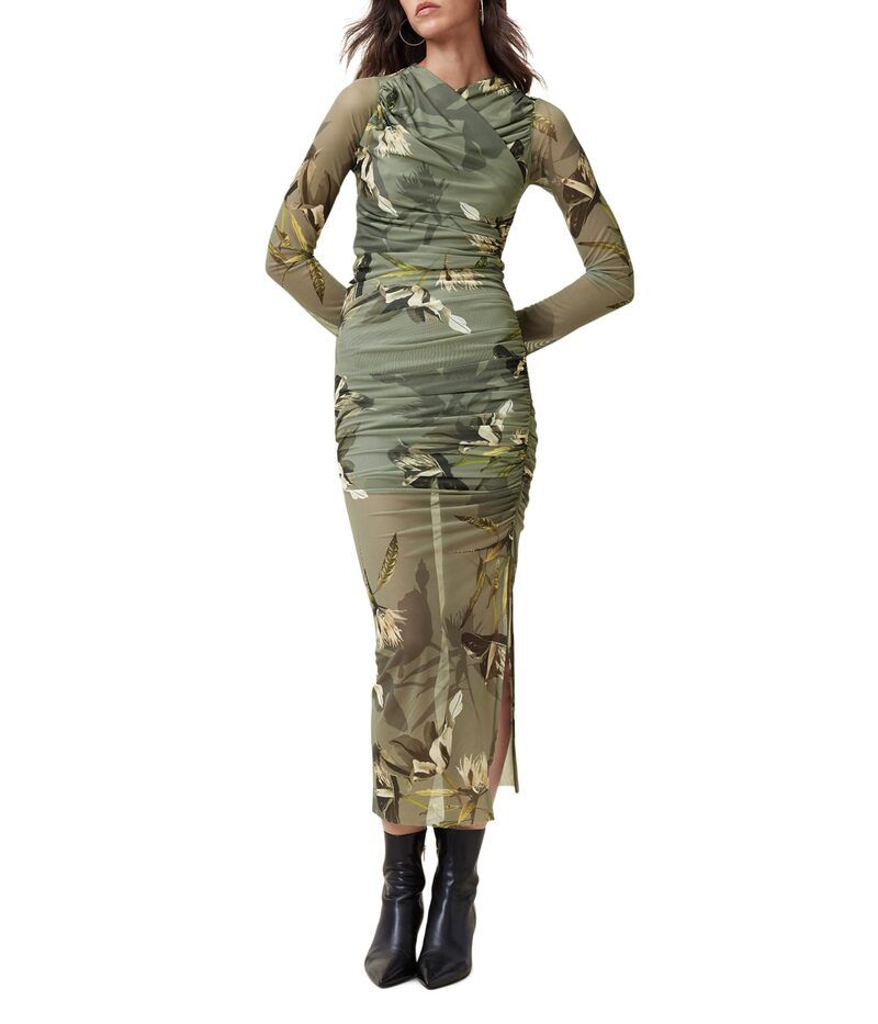 オールセインツ レディース トップス ワンピース メッシュ AllSaints Hanako Mesh Dress Emerge Olive Gr オリーブ