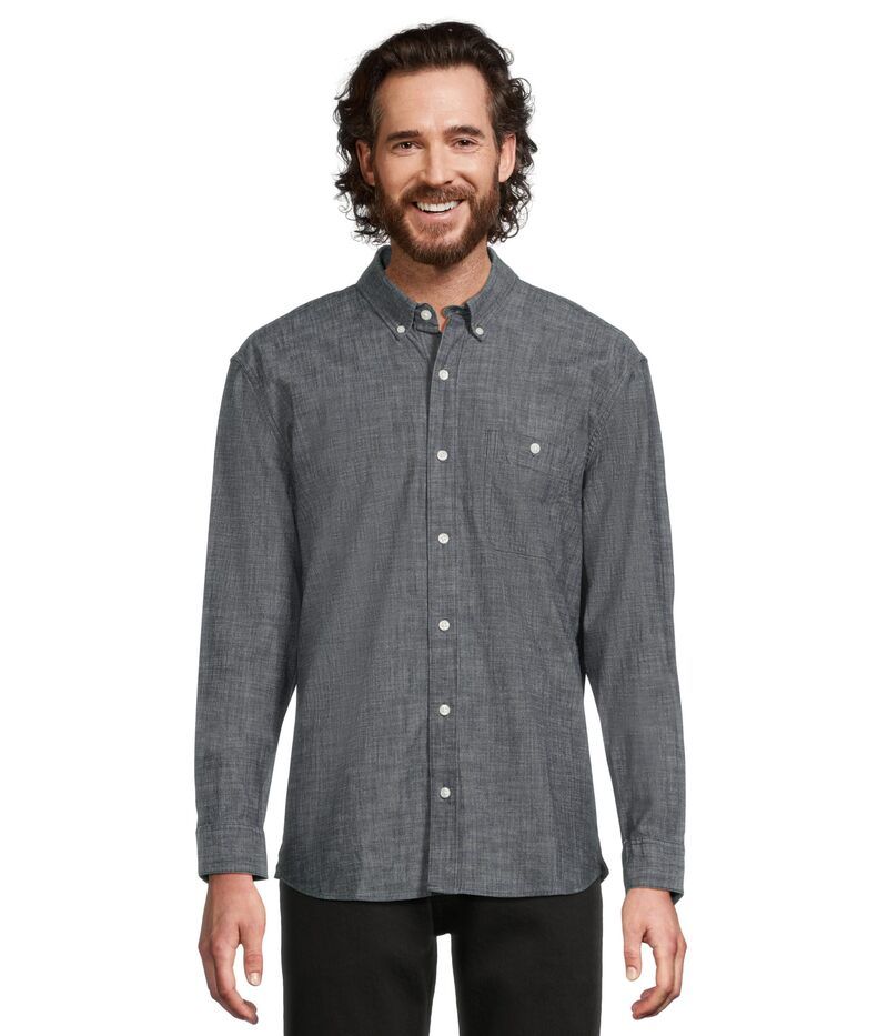 エルエルビーン メンズ トップス シャツ 長袖 LLBean Comfort Stretch Chambray Shirt Traditional Untucked Fit LongSleeve Dark Indigo インディゴ