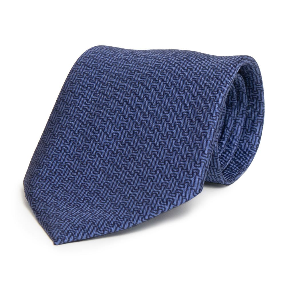 エルメス CRAVATE 9.1CM TWILL H柄 シルク100％ ブルー ネクタイ HERMES（未使用　展示品）