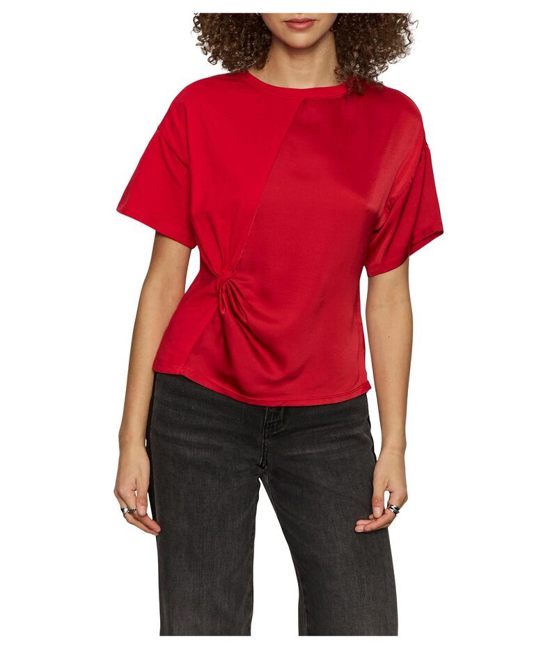 サンクチュアリー レディース トップス シャツ サテン Sanctuary Satin Mix Tee Cherry Lacquer