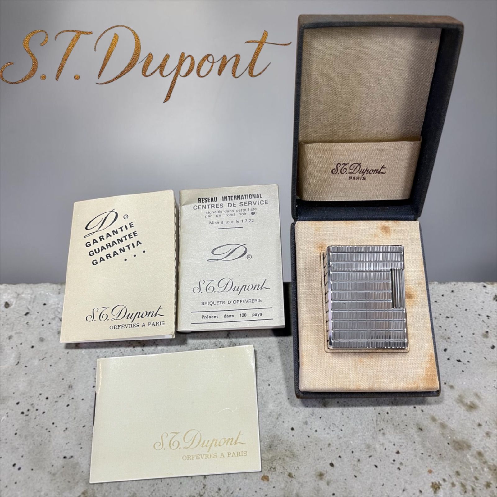 デュポン S.T. Dupont シルバーライター ヴィンテージ ケース 説明書付き 希少 ライン1 喫煙具
