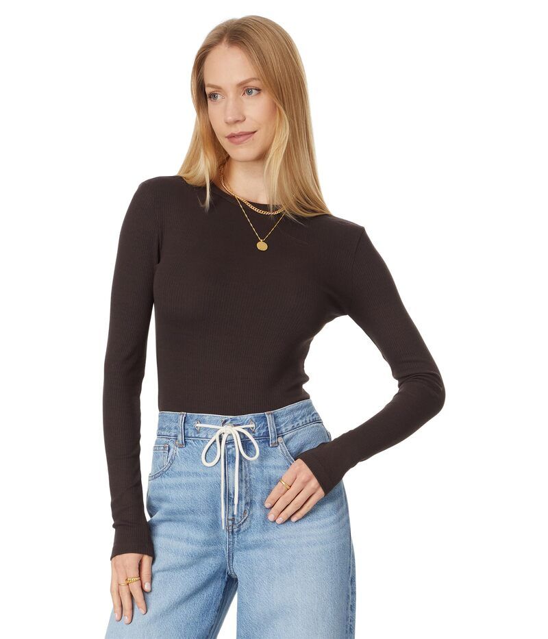 メイドウェル レディース トップス シャツ クルーネック Madewell Modal Rib Long Sleeve Crew Neck Dark Carob