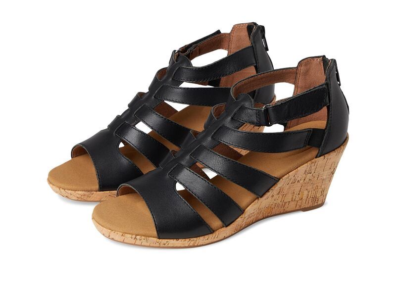 ロックポート レディース シューズ ヒール Rockport Briah Gladiator Black Leather ブラック