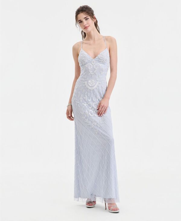 ジャンプ レディース トップス ワンピース メッシュ Jump Juniors BeadedMesh Eveningown LIGHT BLUE ブルー
