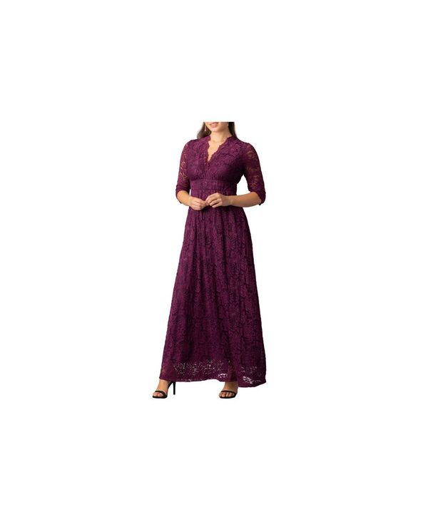 キヨナ レディース トップス ワンピース A ライン レース Kiyonna Womens Maria Lace ALineveningown with Pockets Berry bliss