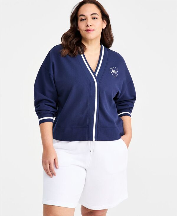 イデオロギー レディース アウター ニット・セーター プラスサイズ スウェット シャツ カーディガン フリース IDeology Plusize NYC Fleece Cardigan Sweatshirt Macys Exclusive Indigo Sea