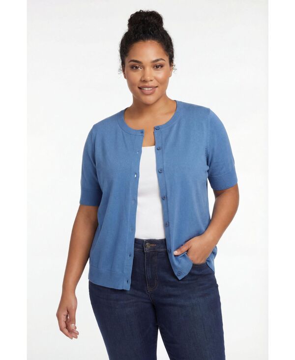 ウーマン ウィズイン レディース アウター ニット・セーター プラスサイズ カーディガン Woman Within Plusize Within Perfect Elbow Length Sleeve Cardigan Sweater French blue