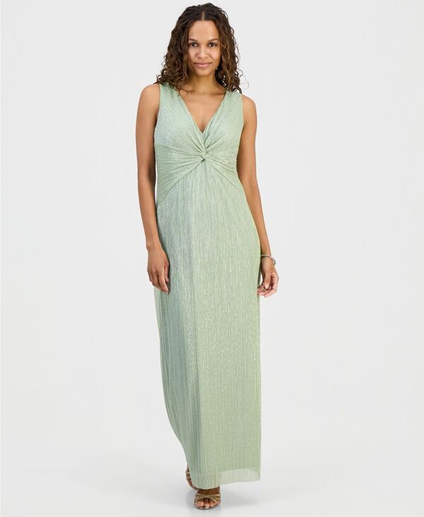 コネクテッド レディース トップス ワンピース Vネック プチ トール Connected Petite Metallic VNeck TwistFront Gown Sage セージ