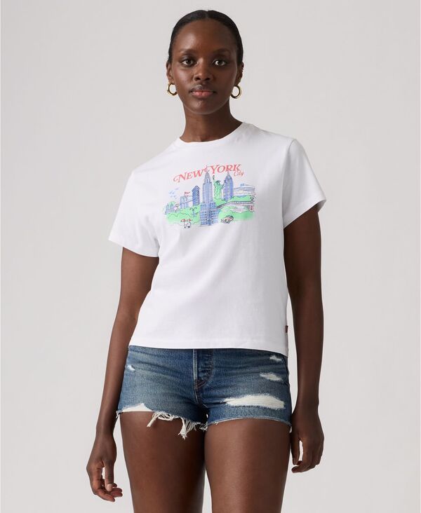 リーバイス レディース トップス Tシャツ クルーネック プリント グラフィック Levis Womens Crew Neck Graphic PrintShirt Nyc Faded Map Bright White ホワイト 8,151円