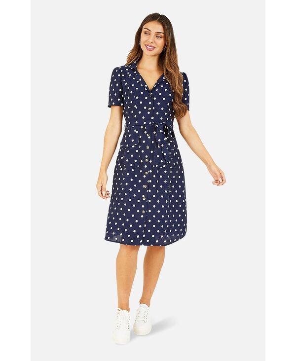 ユミキム レディース トップス シャツ ドット柄 ドット Yumi Womens Retro Shirt Polka Dot Dress Navy ネイビー