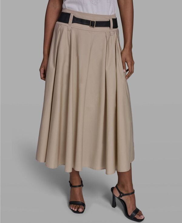 カール ラガーフェルド レディース ボトムスカート ミディ KARLAGERFELD PARIS Womens Belted Midi Skirt French Beige ベージュ