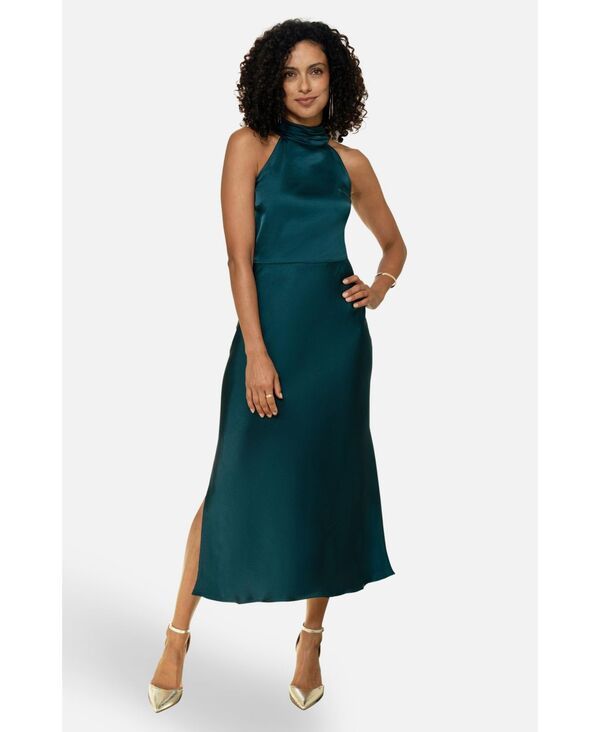 ユミキム レディース トップス ワンピース ミディ サテン ホルター Yumi Womensatin Halter Neck Midi Dress Green グリーン の商品写真
