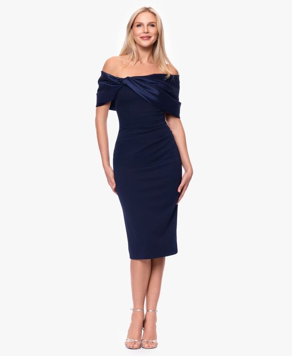 ベッツィアンドアダム レディース トップス ワンピース ミディ Betsy Adam Womens OffTheShoulder Midi Dress NAVY ネイビー