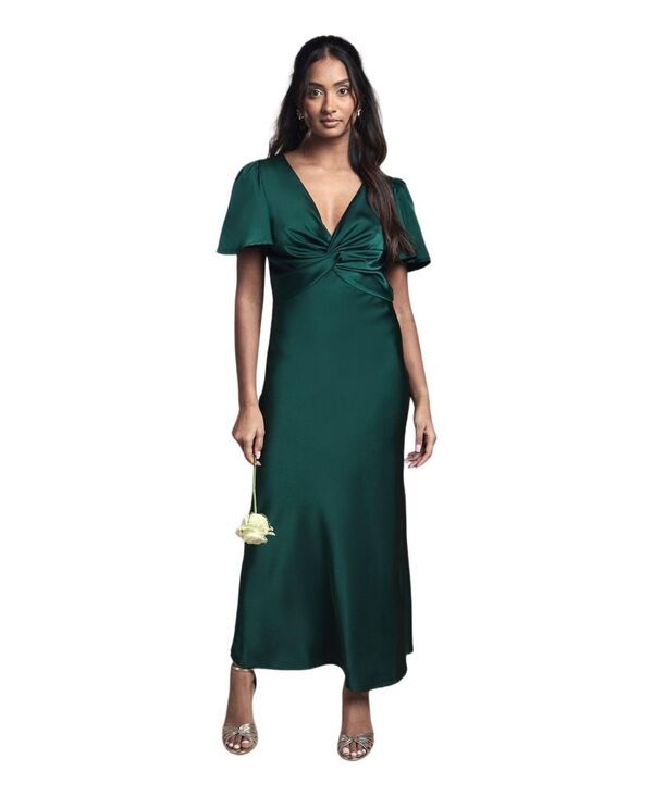 オアシス レディース トップス ワンピース ミディ サテン Oasis Womensatin Midi Bridesmaidress Emerald エメラルド