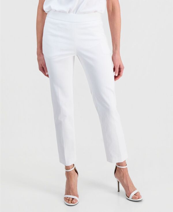 カスパール レディース ボトムス カジュアルパンツ プチ クロップド Kasper Womenstretch Twill Cropped PullOn Pants Regular Petite Lily White ホワイト