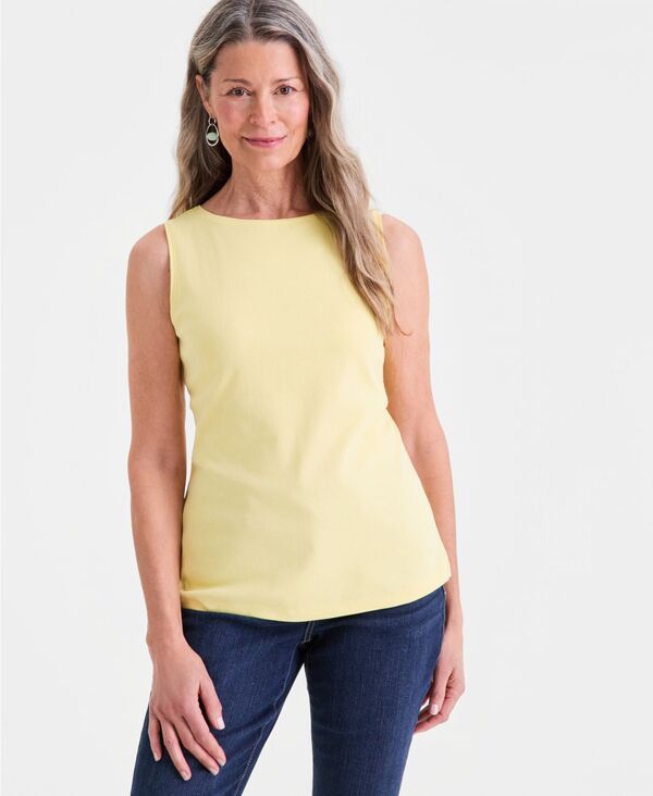 スタイルアンドコー レディース トップス シャツ ノースリーブ コットン Style Co Womens Cotton BoatNeck Sleeveless Top Created for Macysunshine