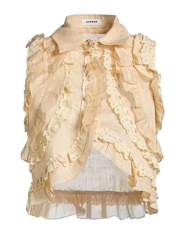 サンドロ レディース トップス シャツ SANDRO 無地シャツ＆ブラウス Beige ベージュ
