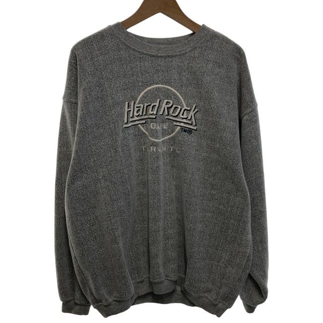 【中古】　Hard Rock Cafe　スウェット　90s vintage　90年代　OLD　長袖　トップス　裏起毛　クルーネック　ブランドロゴ　刺しゅう　オーバーサイズ　カナダ製　古着　/4387