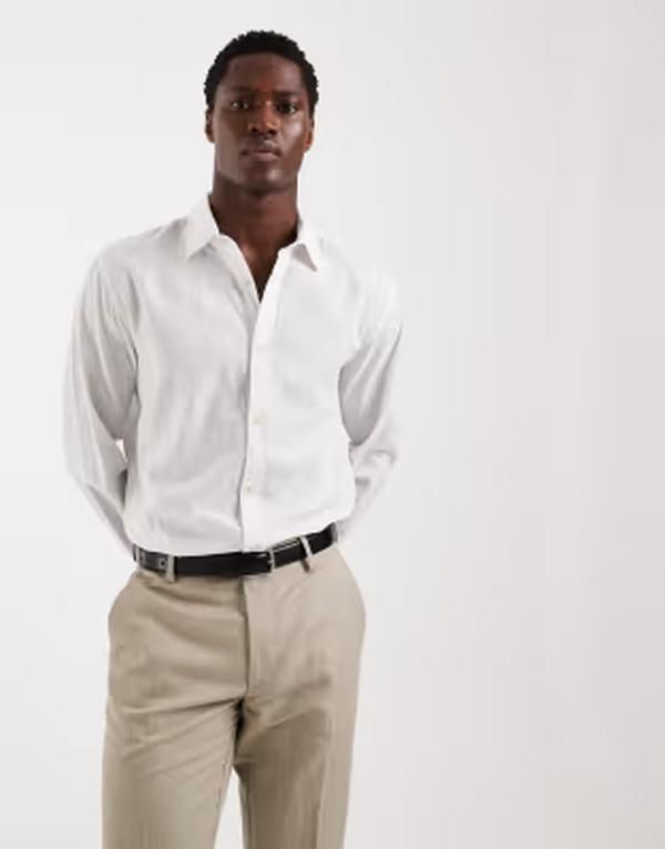 ジャック アンド ジョーンズ メンズ トップス シャツ リネン Jack Jones linen blend shirt White ホワイト