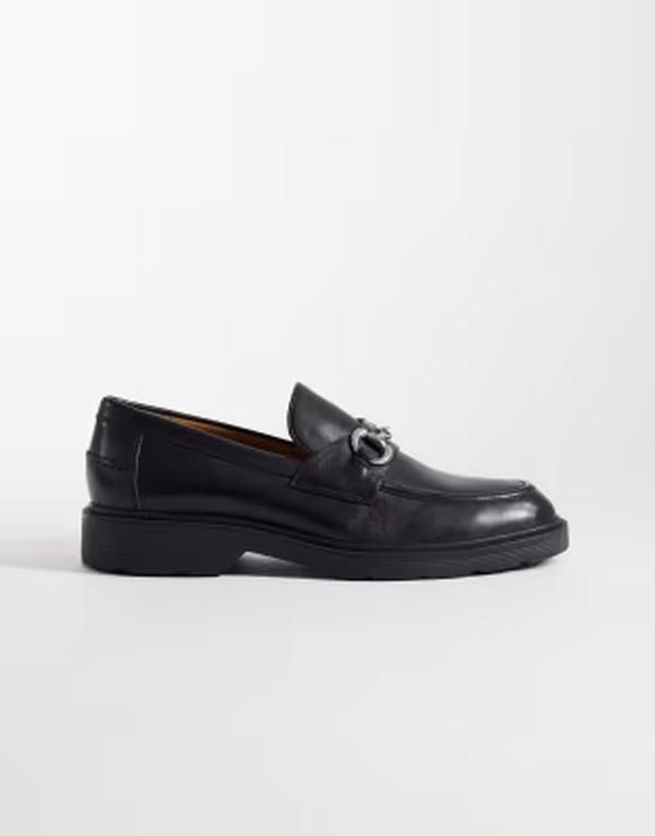 ジャック アンド ジョーンズ メンズ シューズ スリッポン・ローファー レザー Jack Jones leather loafers with metal detail Black ブラック