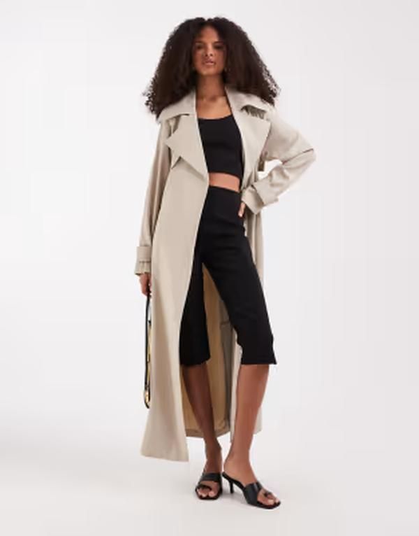 リバーアイランド レディース アウター コート River Island longline trench coat in cream クリーム