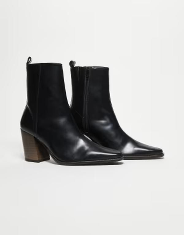 エイソス メンズ シューズ ブーツ・レインブーツ チェルシーブーツ チェルシー ヒール ASOS DESIGN heeled chelsea boots with natural sole Black ブラック