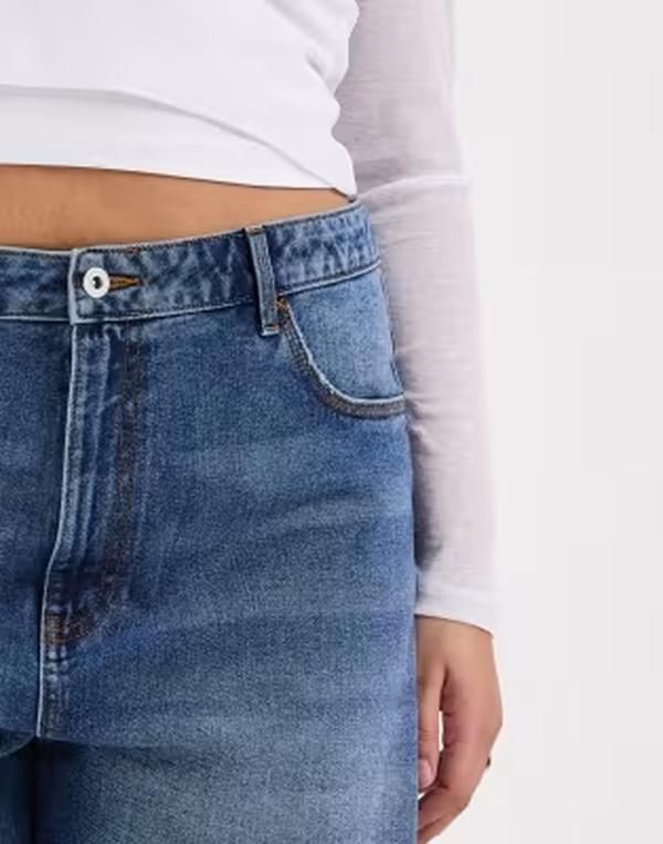 コルージョン レディース ボトムス ハーフパンツ・ショーツ プラスサイズ COLLUSION Plus loose jorts in mid wash Mid Wash