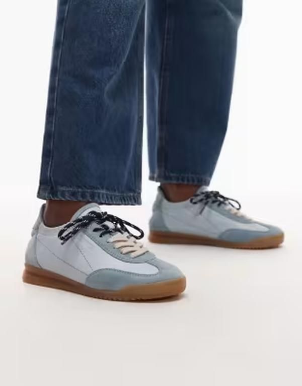 ブロンクス レディース シューズ スニーカー レース レザー Bronx Clioo lace up gum soleather sneakers in baby BLUE ブルー