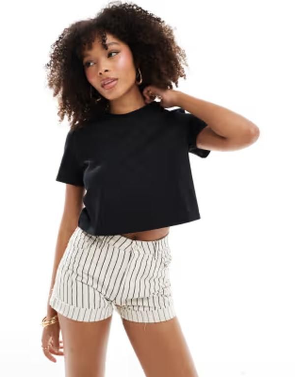 ピーシーズ レディース トップス Tシャツ クロップド Pieces cropped tshirt Black ブラック