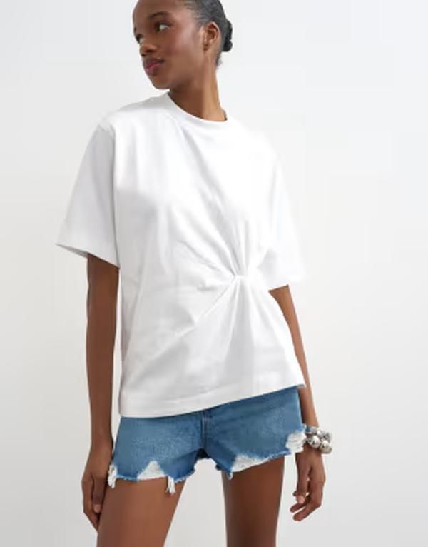 トップショップ レディース トップス Tシャツ Topshop twisted tuck tee WHITE ホワイト