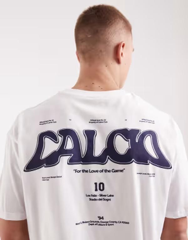 エイソス メンズ トップス Tシャツ グラフィック ASOS DESIGN boxy oversized tshirt with text graphic WHITE ホワイト