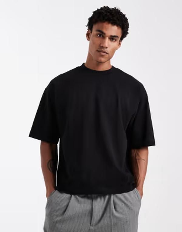 エイソス メンズ トップス Tシャツ ASOS DESIGN super heavyweight boxy oversized Tshirt Black ブラック 8,954円