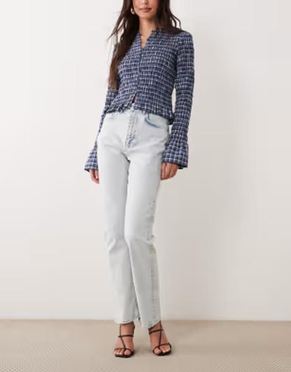 エイソス レディース ボトムス デニムパンツ ジーンズ ASOS DESIGN high rise slim straight jeans in acid wash Acid wash