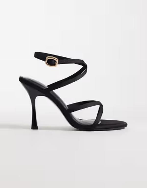 エイソス レディース シューズ サンダル スエード ヒール ASOS DESIGNikki cross over detail barely there higheel sandalsuedette Black ブラック