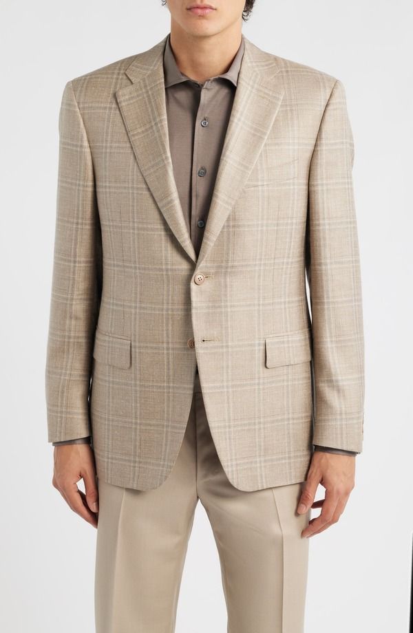 カナーリ メンズ アウター ジャケット・ブルゾン レギュラーフィット ウール コート Canali Siena Regular Fit Beige Shadow Check Wool Blend Sport Coat Beige ベージュ