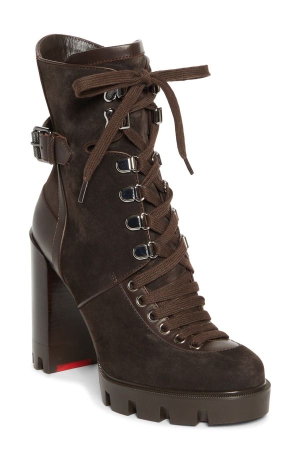 クリスチャン・ルブタン レディース シューズ ブーツ・レインブーツ Christian Louboutin Macademia Combat Boot Cafe Dark Brown ブラウン