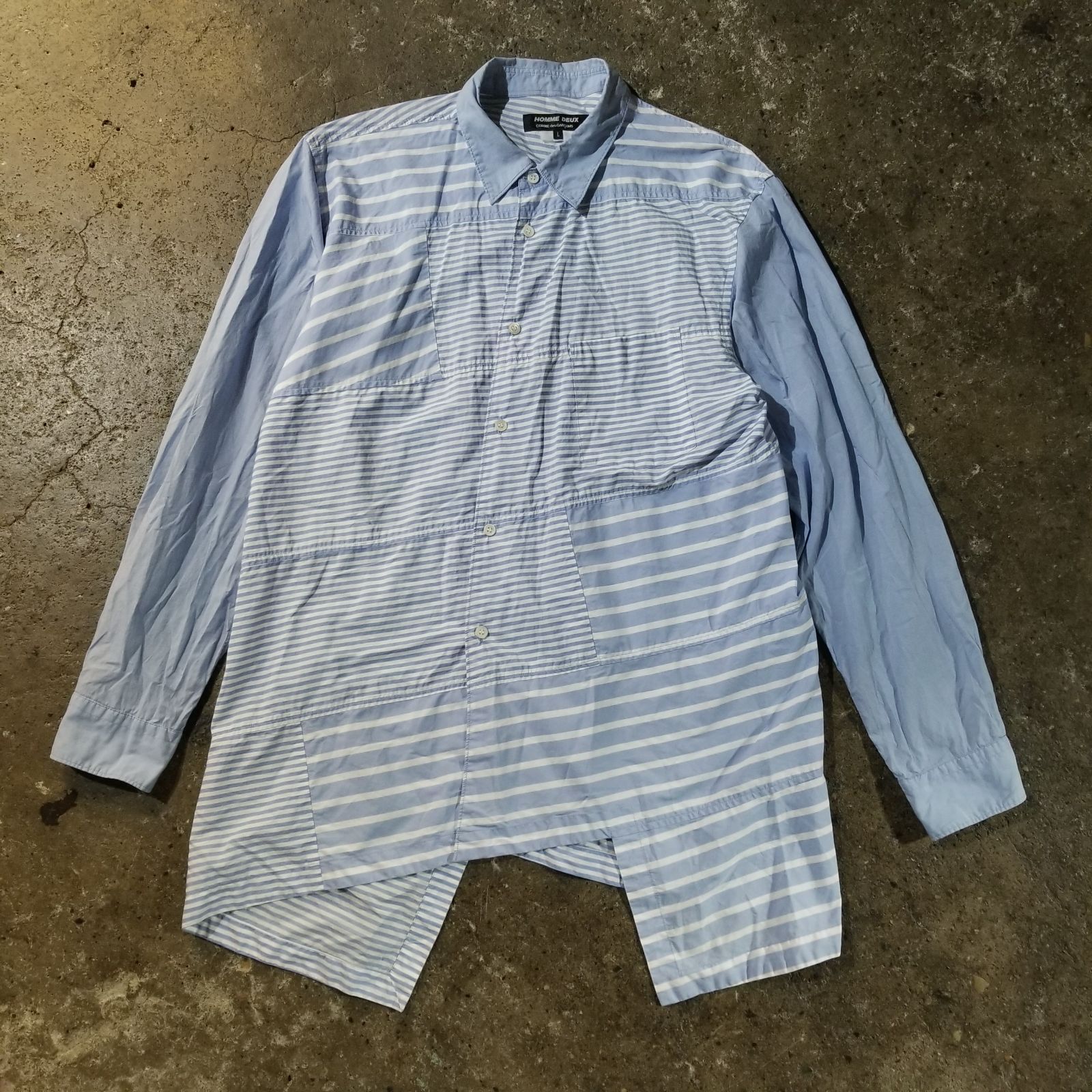 COMME des GARCONS HOMME DEUX ストライプシャツ COMME des GARCONS HOMME DEUX 21aw 捻れストライプシャツ L