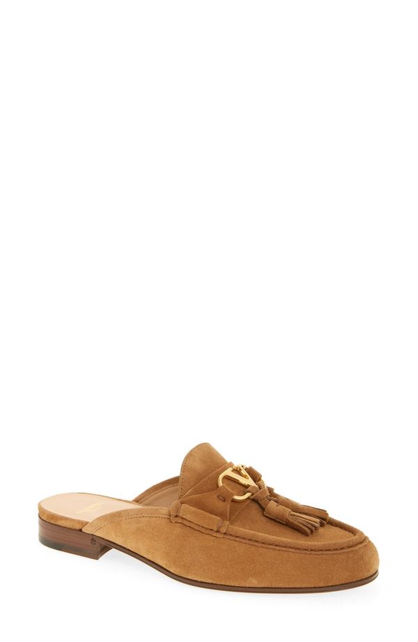 ヴァレンティノ レディース シューズ スリッポン・ローファー ロゴ Valentino Garavani VLOGO Tasseloafer Mule Cognac