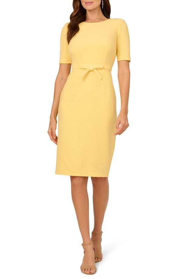 アドリアナ パペル レディース トップス ワンピース Adrianna Papell Bow Front Sheath Dress Warm Sun