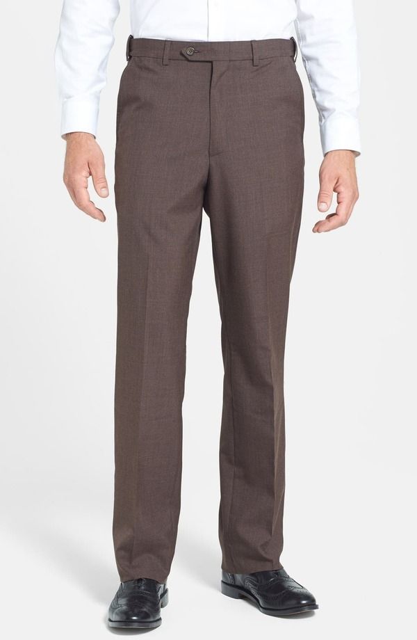 ベール メンズ ボトムス カジュアルパンツ Berle Self Sizer Waist Plain Weave Flat Front Washable Trousers Brown ブラウン