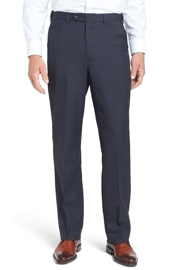 ベール メンズ ボトムス カジュアルパンツ Berle Self Sizer Waist Plain Weave Flat Front Washable Trousers Navy ネイビー