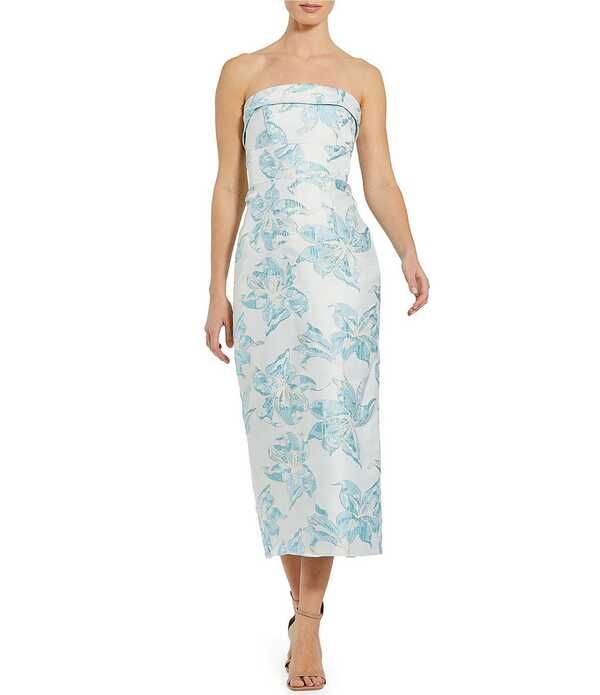 マックダガル レディース トップス ワンピース ミディ ストラップレス Mac Duggal Brocade Strapless Column Midi Dress French Blue ブルー