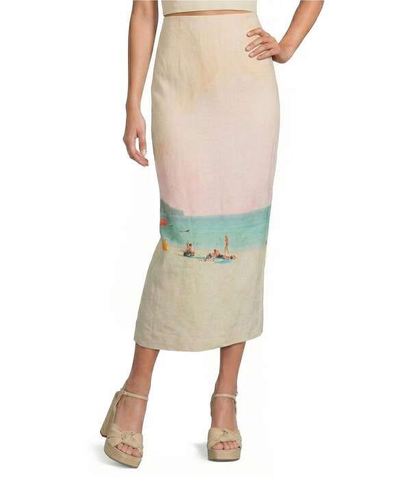 アントニオ メラーニ レディース ボトムスカート リネン Antonio Melani Liora Beach Linen Coordinating Skirt Beach