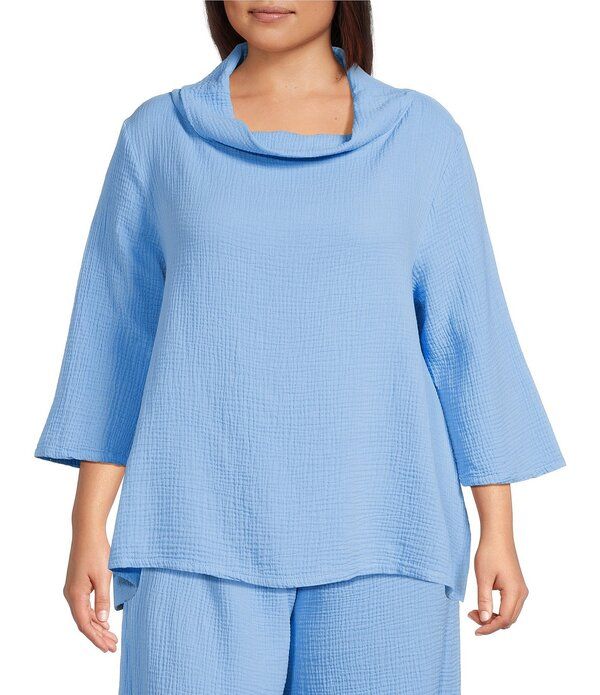 ブライン ウォーカー レディース トップス シャツ プラスサイズ コットン Bryn Walker Plusize Coordinating Etta Cotton Gauze Cowl Neck Elbow Sleeve Shirt Estero