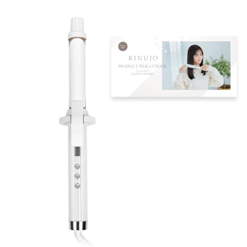 【公式EC限定 コラボガイドブック付き】絹女~KINUJO~CURL IRON カールアイロン 全3サイズ シルクプレート採用 11段階温度切り替え 海外対応 (26mm)/ efe09233